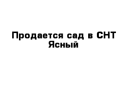 Продается сад в СНТ Ясный 